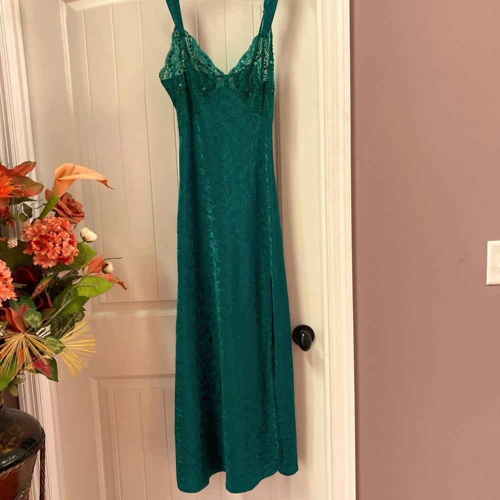 Vintage Emerald Green Sequin Midi Slip